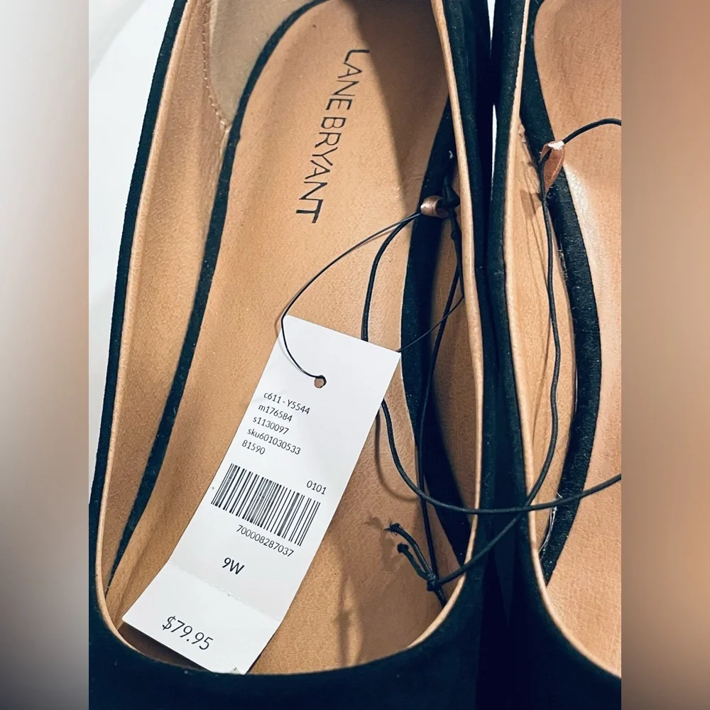 Lane Bryant Dream Cloud Black Faux Suede Pointy-Toe Block-Heel Shoes | 9W | NWT
